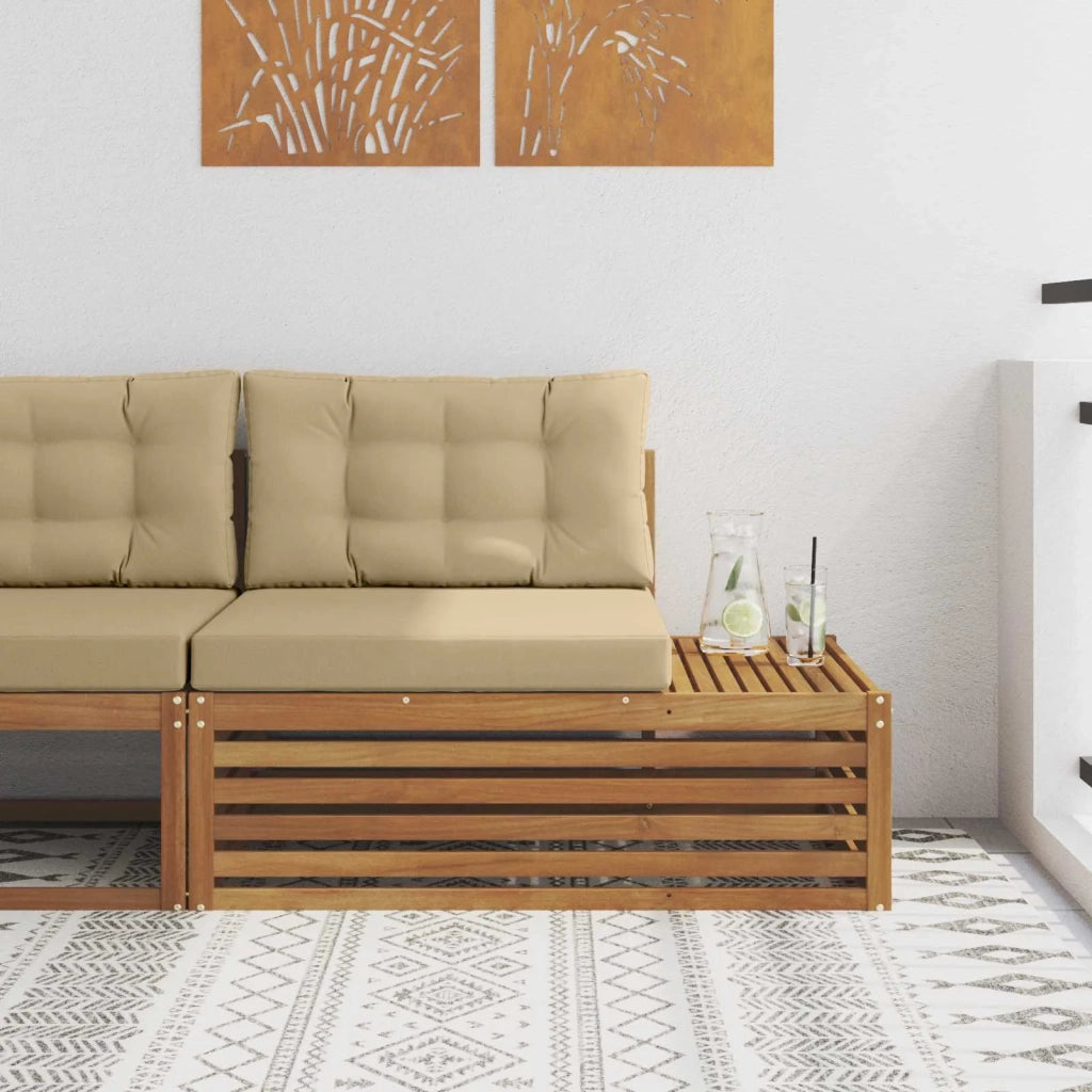 Divano da Giardino-Divano Esterno Finale 3 Pezzo Naturale e Beige 115 x 83 x 73 cm