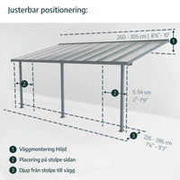 Pergola Addossata in Alluminio Capri 3X5.6 m Grigio