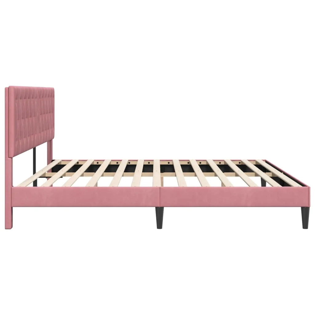 Struttura del letto con testiera Rosa 180 x 200 cm Velluto