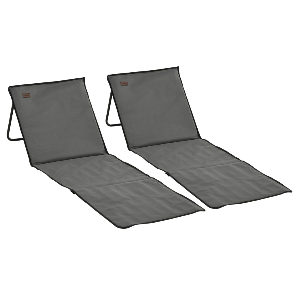 Set 2 Sdraio da Spiaggia Pieghevoli e Regolabili con Tasca, in Acciaio e Poliestere, 142x51x40 cm, Grigio