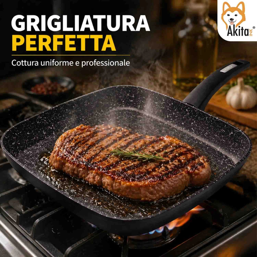 Akitaink Bistecchiera Grill 28x28 cm Antiaderente