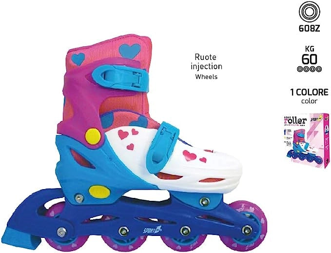 Pattini a rotelle in linea bambina donna Pattini in linea bambino bambina 4 ruote rotelle adulto (EASY ROLLER ROSA 35-38