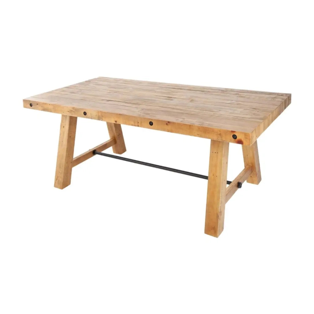 Tavolo da pranzo RANCHO 165 cm – Piano in legno di pino riciclato verniciato – Stile rustico e accogliente