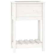 Fioriera | Cassetta per fiori | Vaso con Mensola Bianca 54x34,5x81cm Legno Massello di Pino