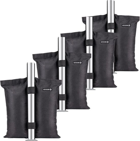 Zakche di sabbia 4 in 1 per tenda - cuciti a doppia mano - sacchi di sabbia resistenti - contenitore di sabbia pesante - tenda con copertura a pop-up - mobili da giardino all'aperto - nero - 4 x 11,34 kg