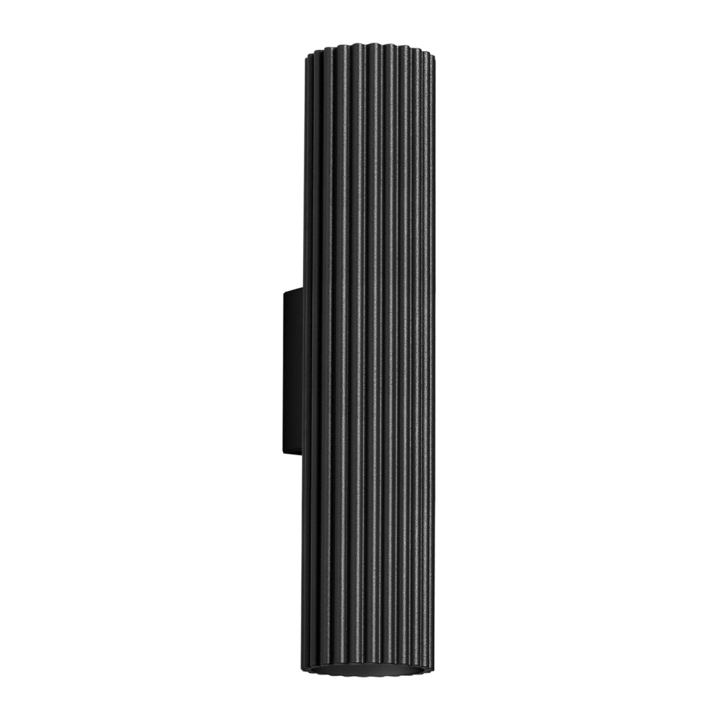 Applique moderna nera tubo rigato 30cm su/giù 2xGU10