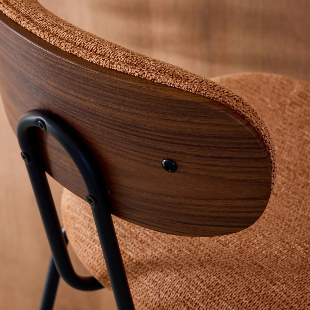 Set di 2 sgabelli da bar legno curvato tinto noce e tessuto