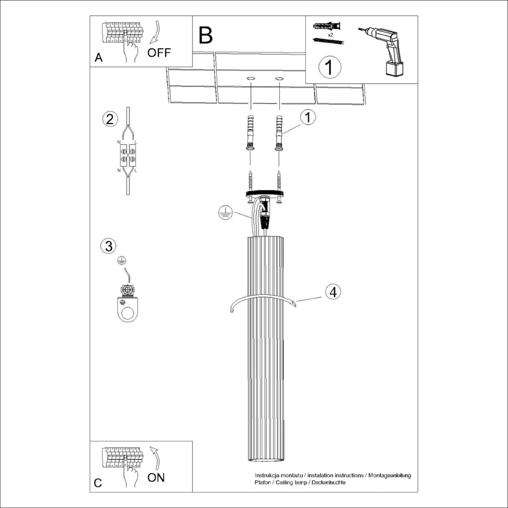Spot soffitto GRAVIO Pure Lume bianco tubo 60cm GU10