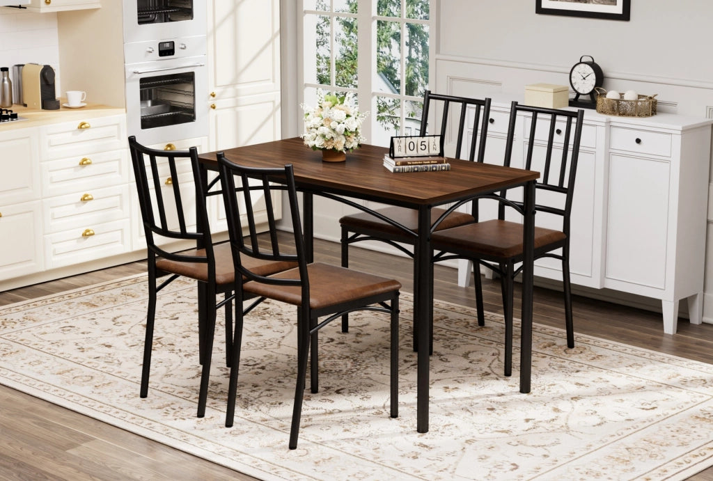 Set tavolo da pranzo con 4 sedie, noce, 110 x 60 cm