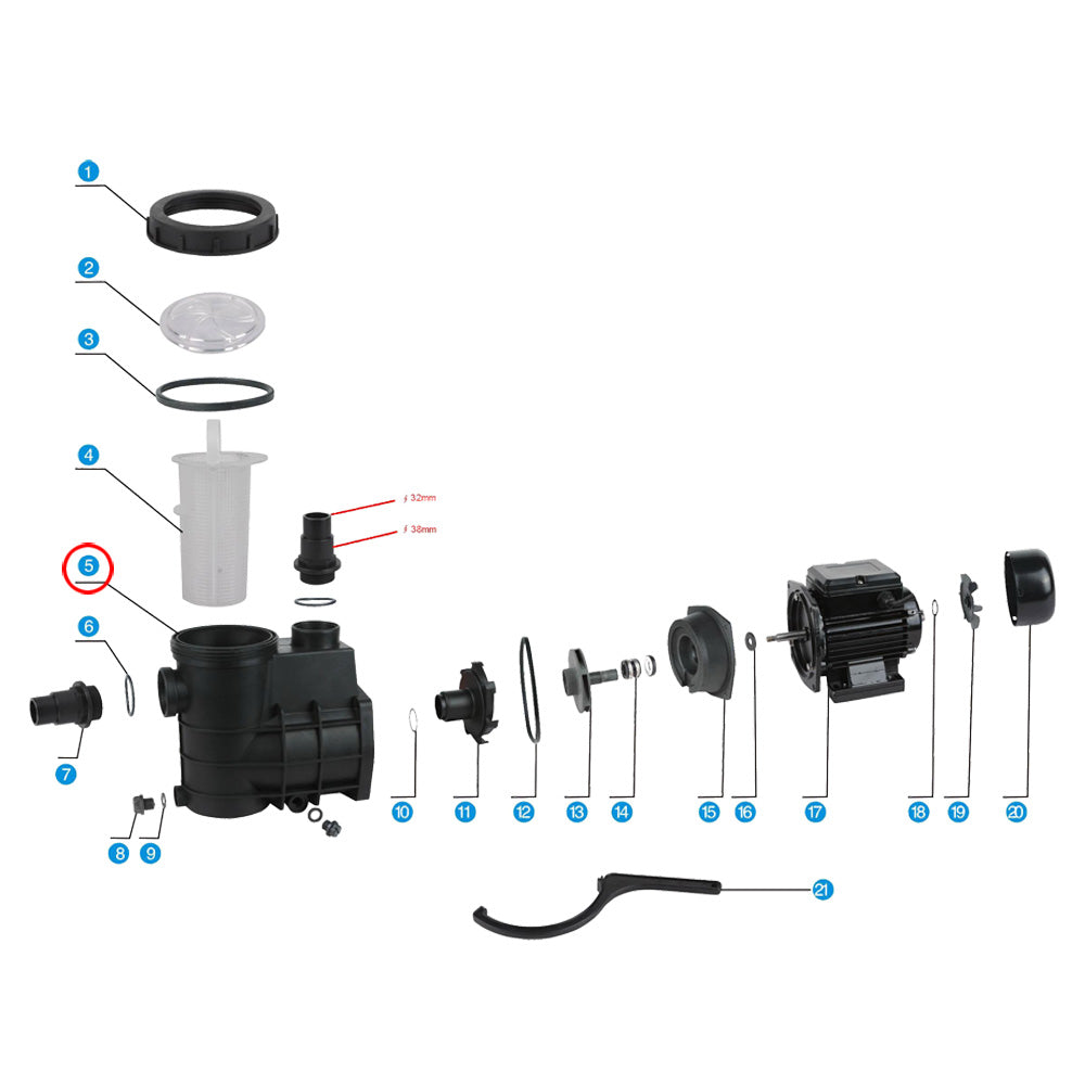 Pezzo di ricambio: alloggiamento pompa per pompe per piscine HZS-200/300