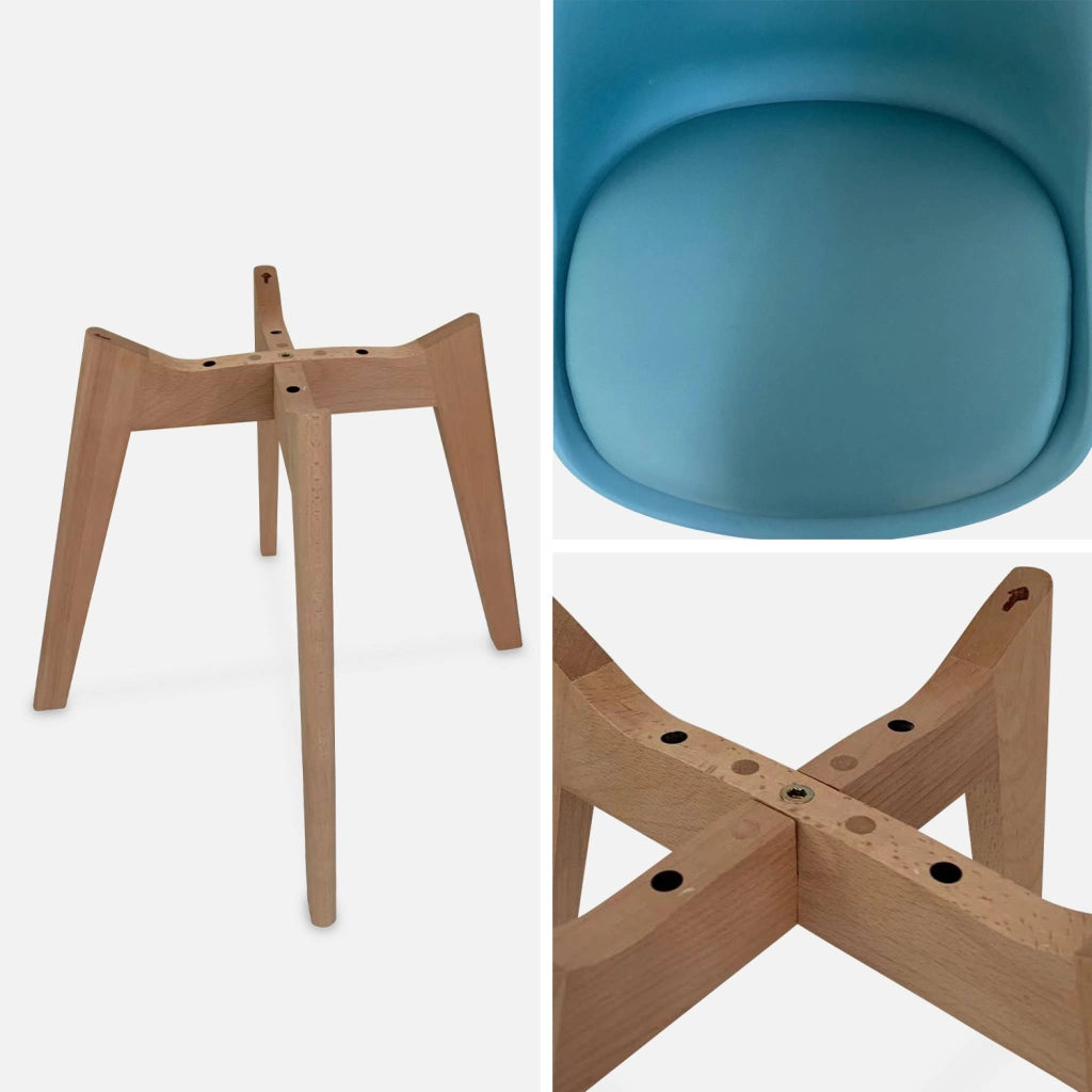 Set 6 sedie scandinave imbottite, gambe in legno per sala da pranzo,