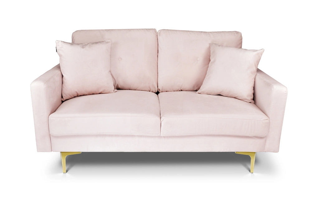 Divano 2 posti in velluto rosa piedi in metallo dorato - Chloe - DI2P-CH19VLT-PD
