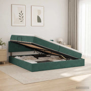 Letto con Contenitore Verde Scuro 200 x 200 cm Velluto 3458832