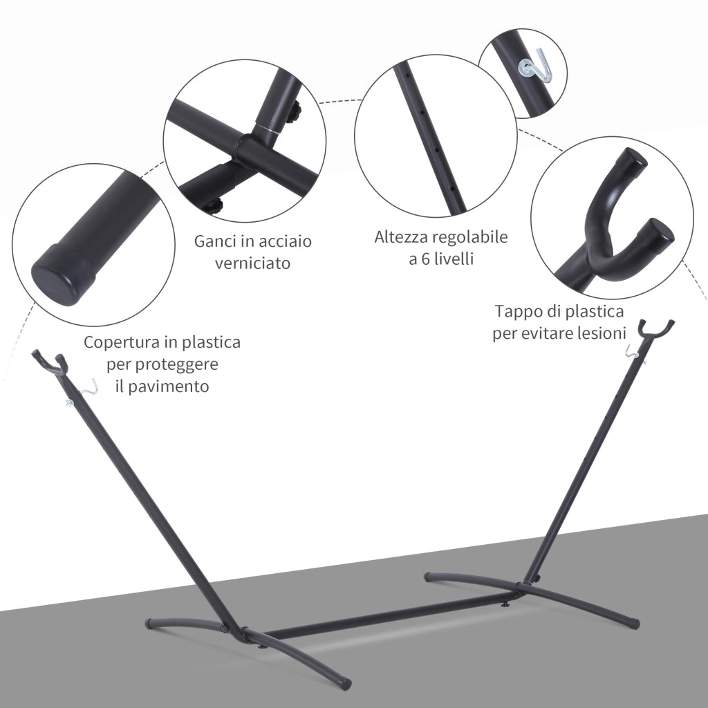 Supporto Struttura Portante per Amaca Regolabile Max 150Kg Nero 280x120x110 cm