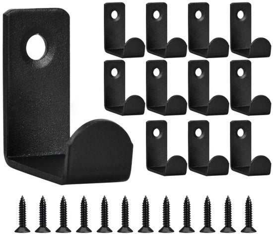 12 hanger da paracadute in metallo nero con viti nere - Hanger da paracadute - hanger - hanger da parete in metallo nero - hanger a vite - per camera da letto, bagno, soggiorno cappe da parete