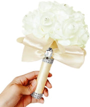 Bouquet di nozze con pietre studded - Fiori di seta - Bouquet di nozze - Manichino - 1 confezione - Dimensioni 18x24cm - Bouquet di fiori