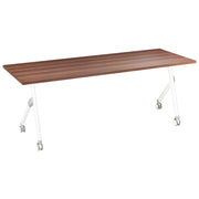 Scrivania da ufficio pieghevole con struttura in metallo marrone scuro e bianco piano in MFC 180 x 60 cm tavolo pieghevole portatile con rotelle