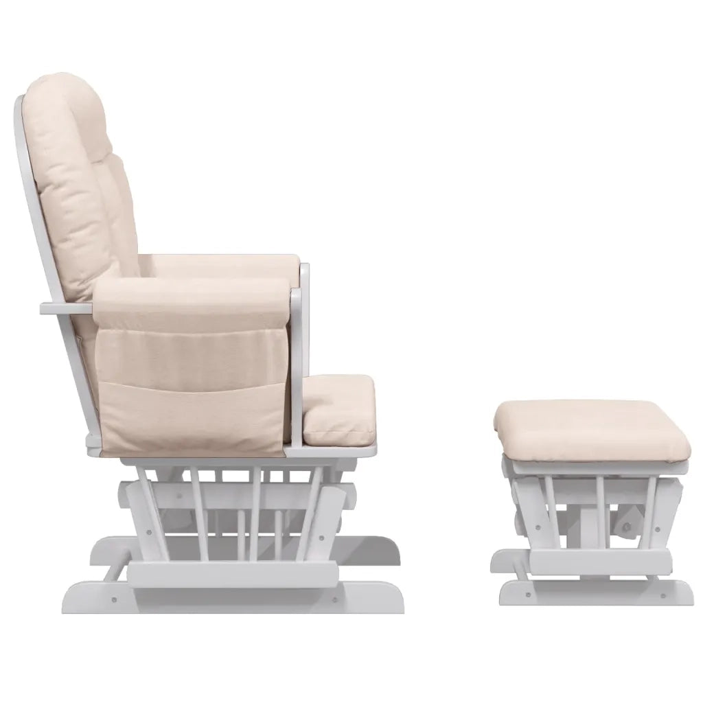 Poltrona Glider con Sgabello Rosa Chiaro in Tessuto 351660