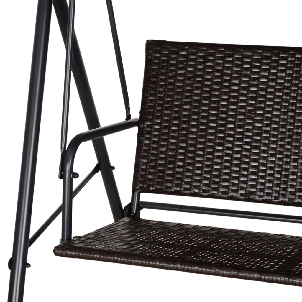 Dondolo da Giardino 2 Posti con Tettuccio Regolabile, 140x110x151 cm, Marrone e Grigio