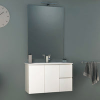 Mobile Bagno Sospeso 80 cm Lavabo e Specchio Tavassi Urano Bianco Lucido
