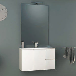 Mobile Bagno Sospeso 80 cm Lavabo e Specchio Tavassi Urano Bianco Lucido