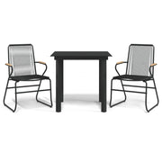 Set da Pranzo da Giardino 3 pz | Set Salotto da Giardino Nero in Rattan PVC