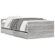 Letto singolo | Letto per adulti | Giroletto con Cassetti Grigio Sonoma 90x190 cm