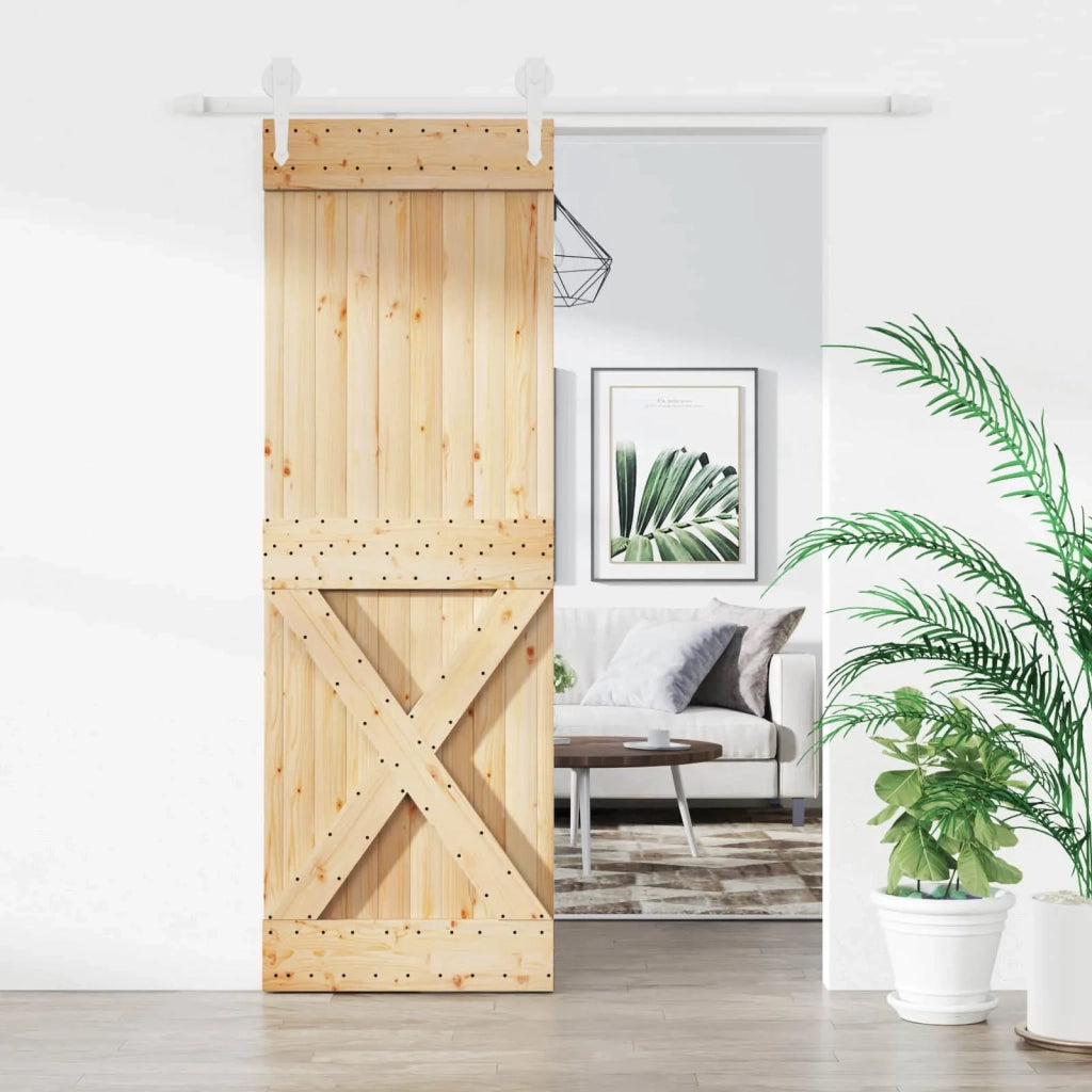 Porta scorrevole Naturale e Bianco 70 x 210 cm 3445145