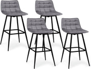 Set di 4 sgabelli da bar in velluto grigio chiaro MADY