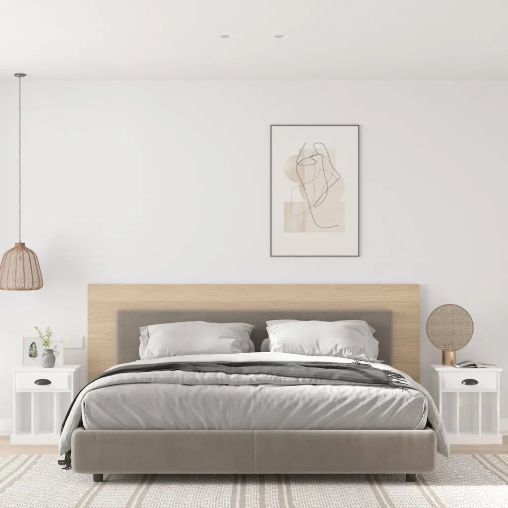 Comodini 2 pz-Set di 2 Tavolino da notte Bianco Lucido 43x36x50 cm