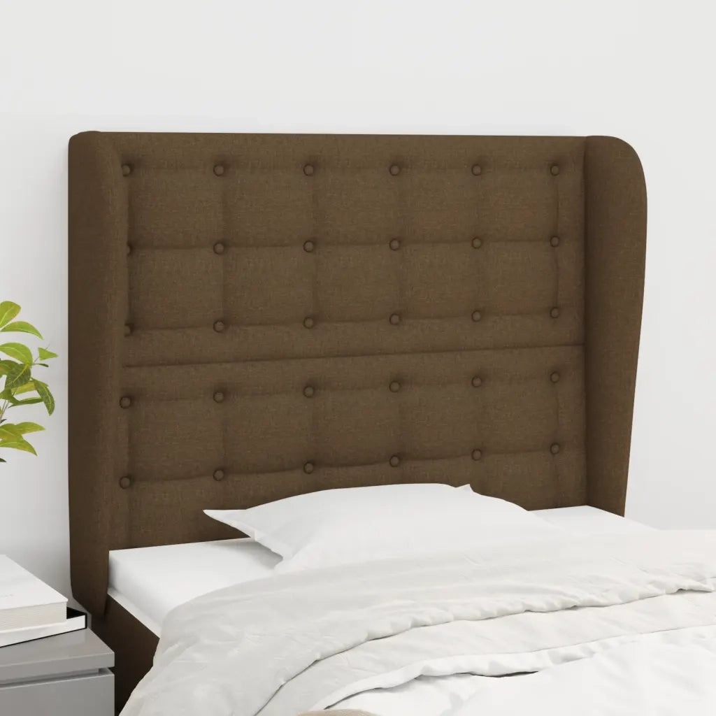 Testiera | Testata ad Orecchio Marrone Scuro 83x23x118/128 cm in Tessuto
