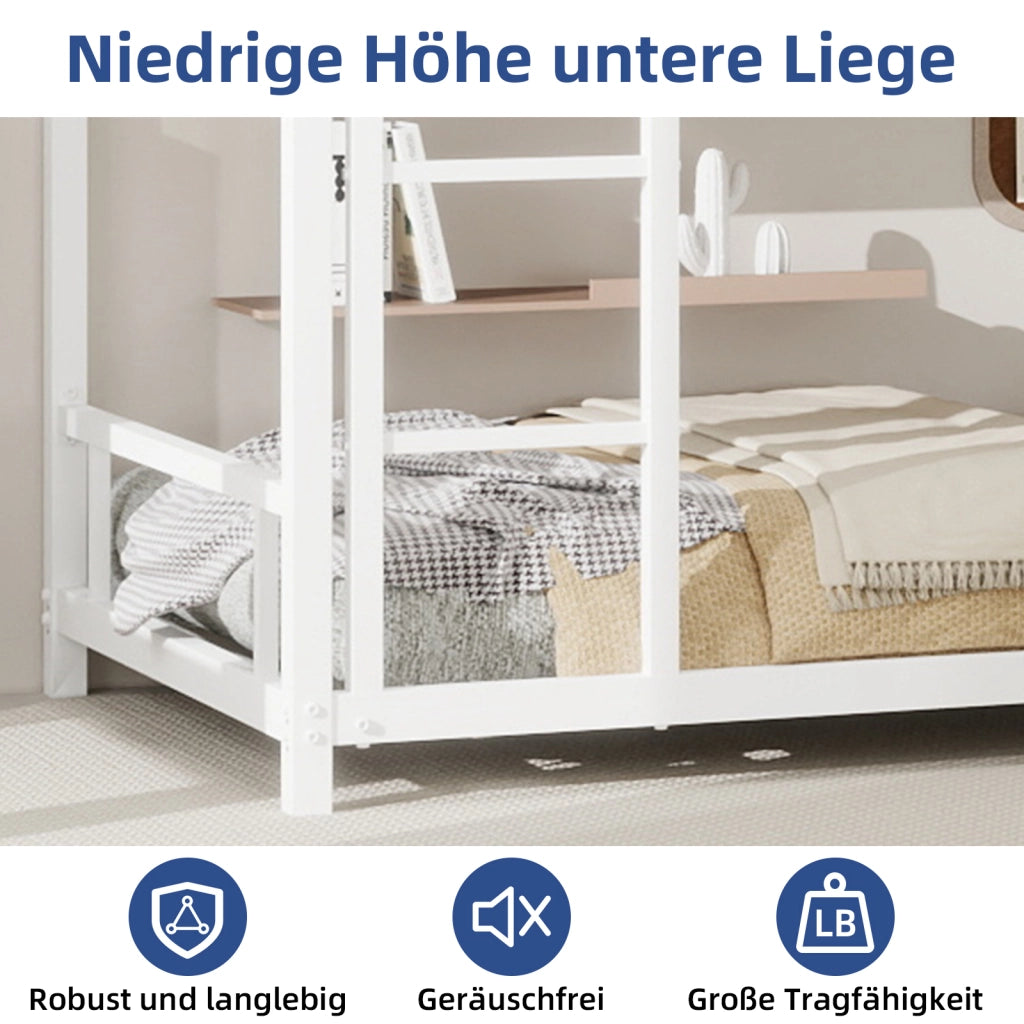 Letto a castello con funzione di due letti singoli ferro bianco 98x197 cm