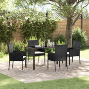 Set da Pranzo da Giardino 5 Pezzi con Cuscini in Polyrattan Nero