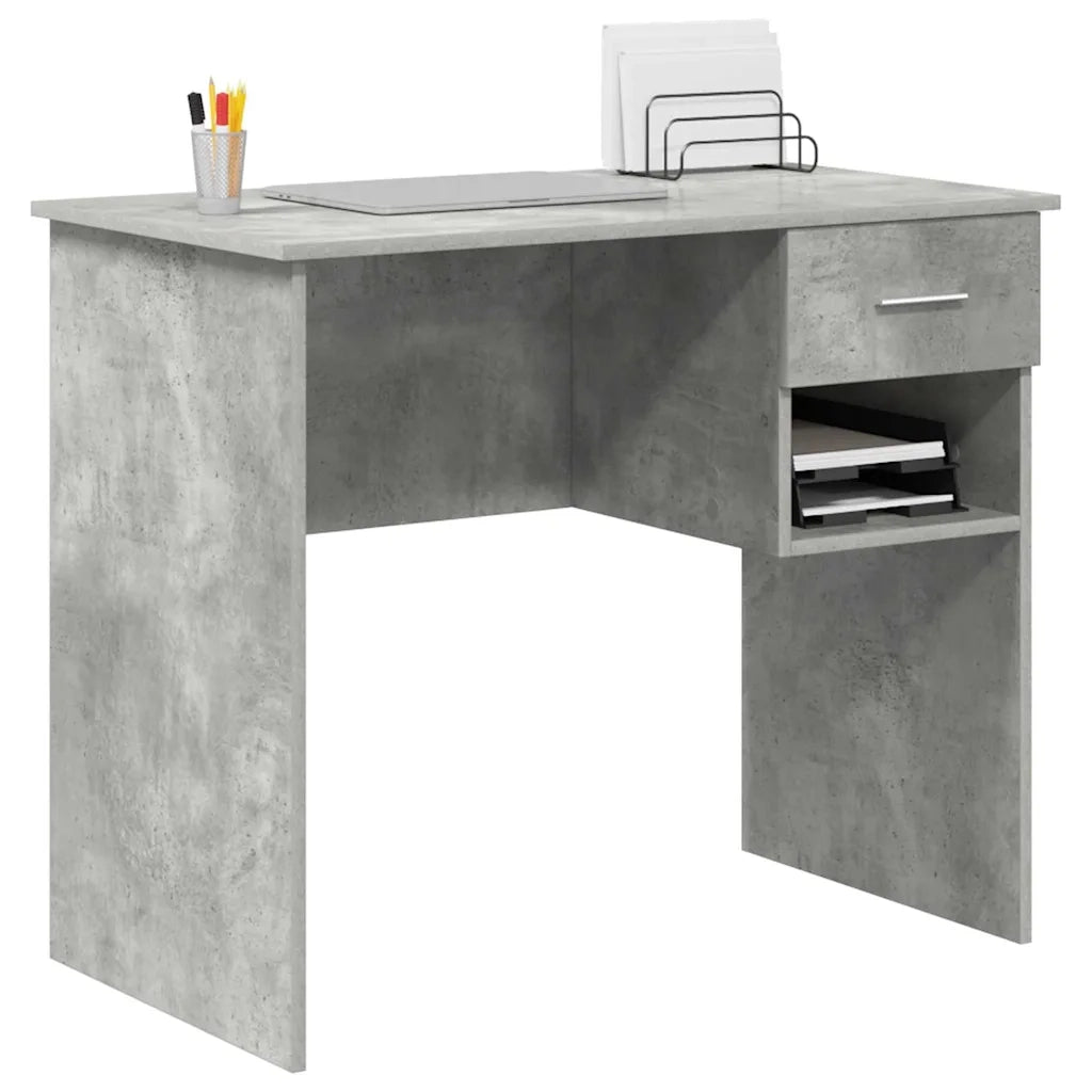 Scrivania | Tavolo da Ufficio Grigio cemento 90 x 49 x 75 cm Legno multistrato