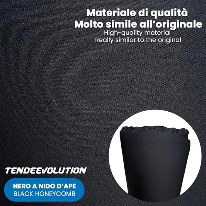 Kit Riparazione Tessuto Cielo Auto - Nido D'ape Nero Con 4 Colle Spray - Misura 1,50 x 4 m - Adatto anche per Pannelli Portiere e Pantoni