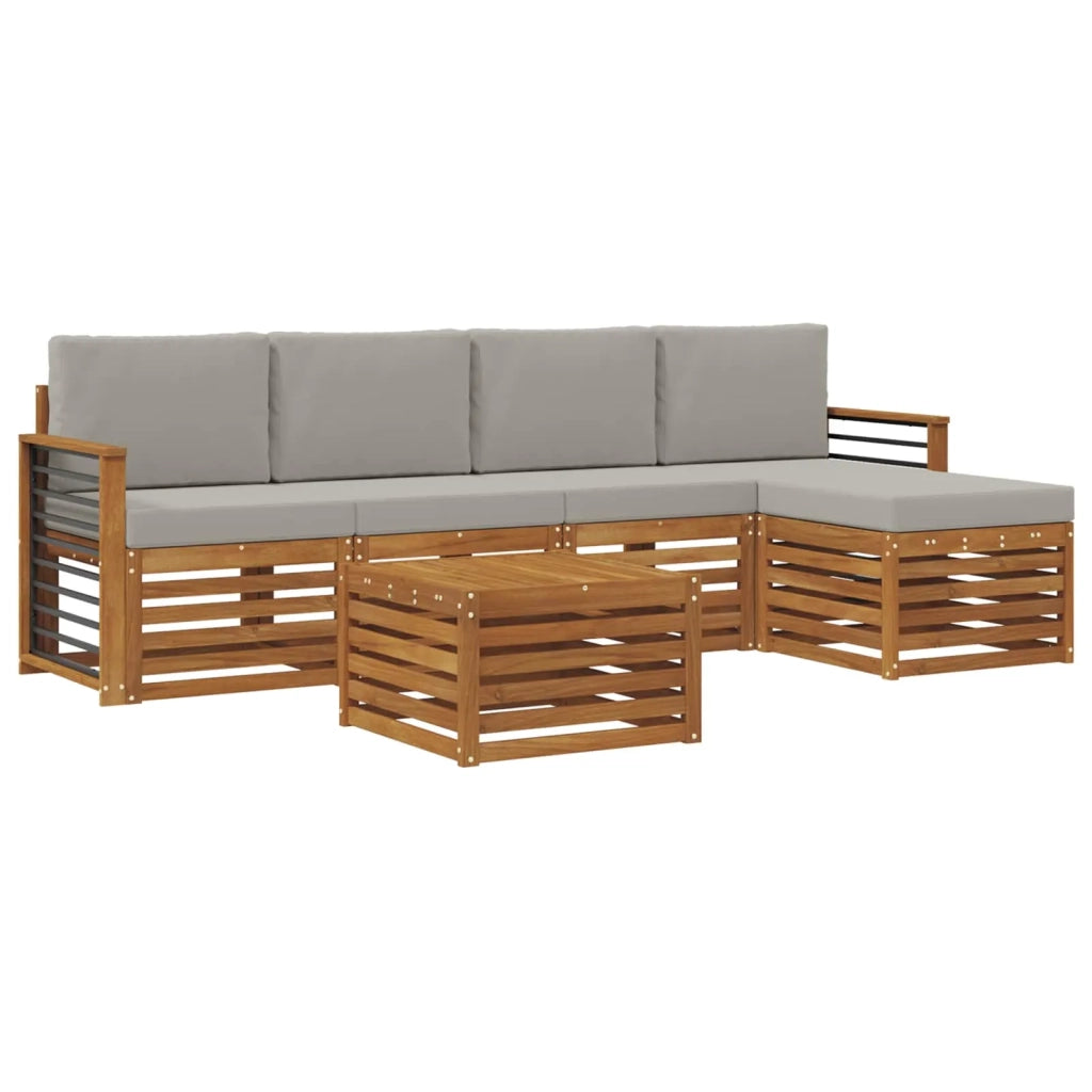 Set di divani da esterno 6 pcs Grigio Naturale e Chiaro 3374701