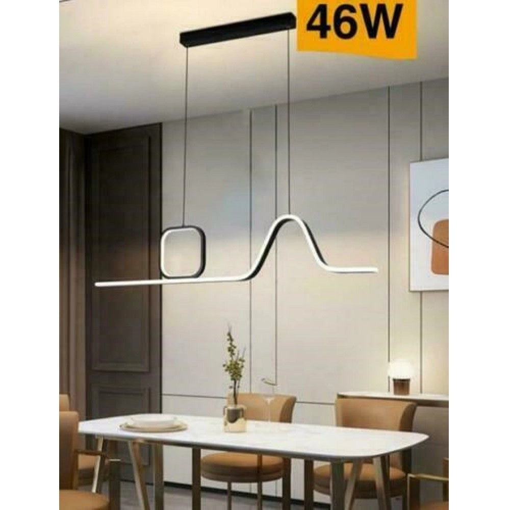 Trade Shop - Lampadario Led A Sospensione Soffitto 46 Watt Moderno Nero Luce 6500k 4000k B57 -