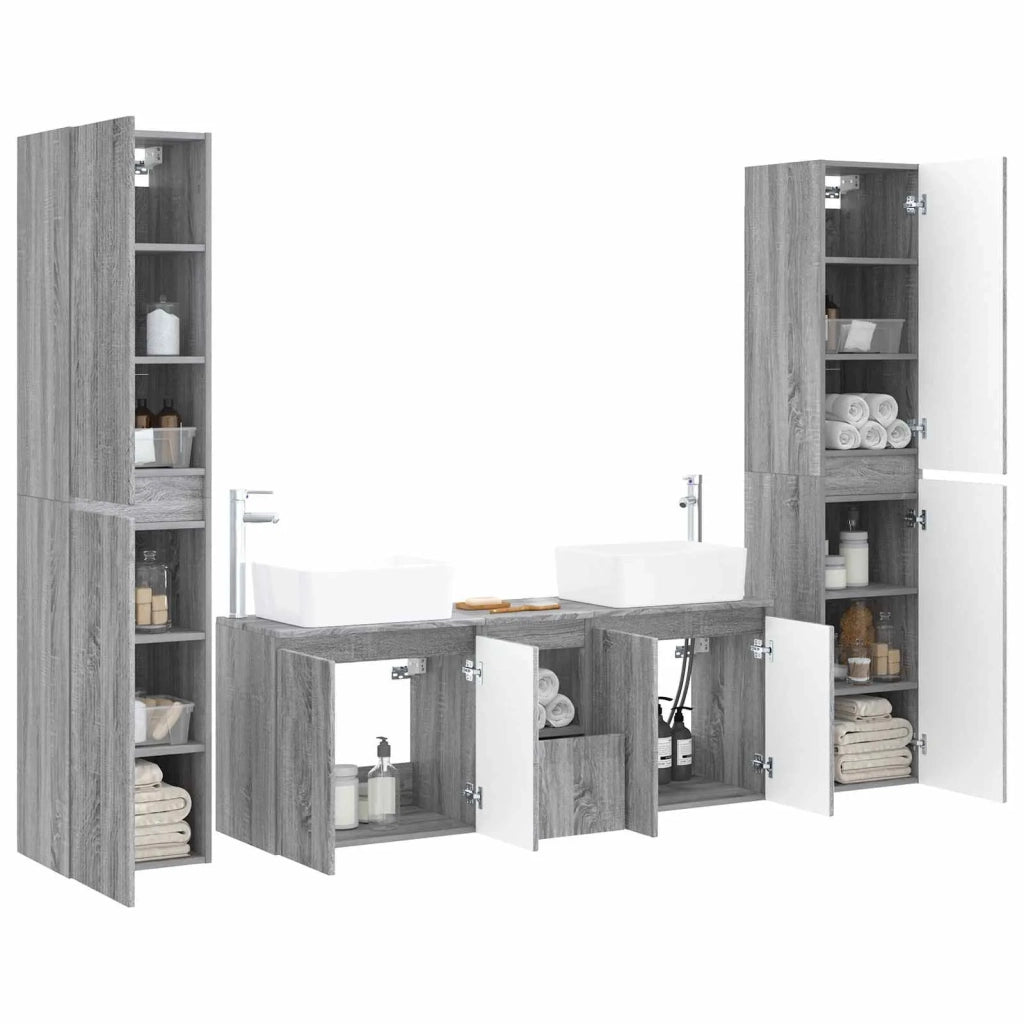 Set di mobili per il bagno 5 pz Sonoma grigio 3406039