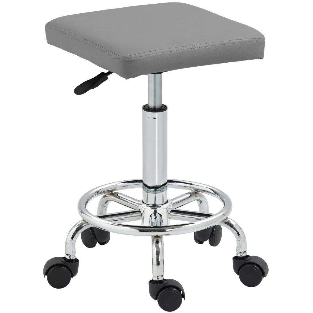 Sgabello Girevole Regolabile ¨C Xylo ¨C Seduta Imbottita con Ruote Grigio 34x34x50-66cm