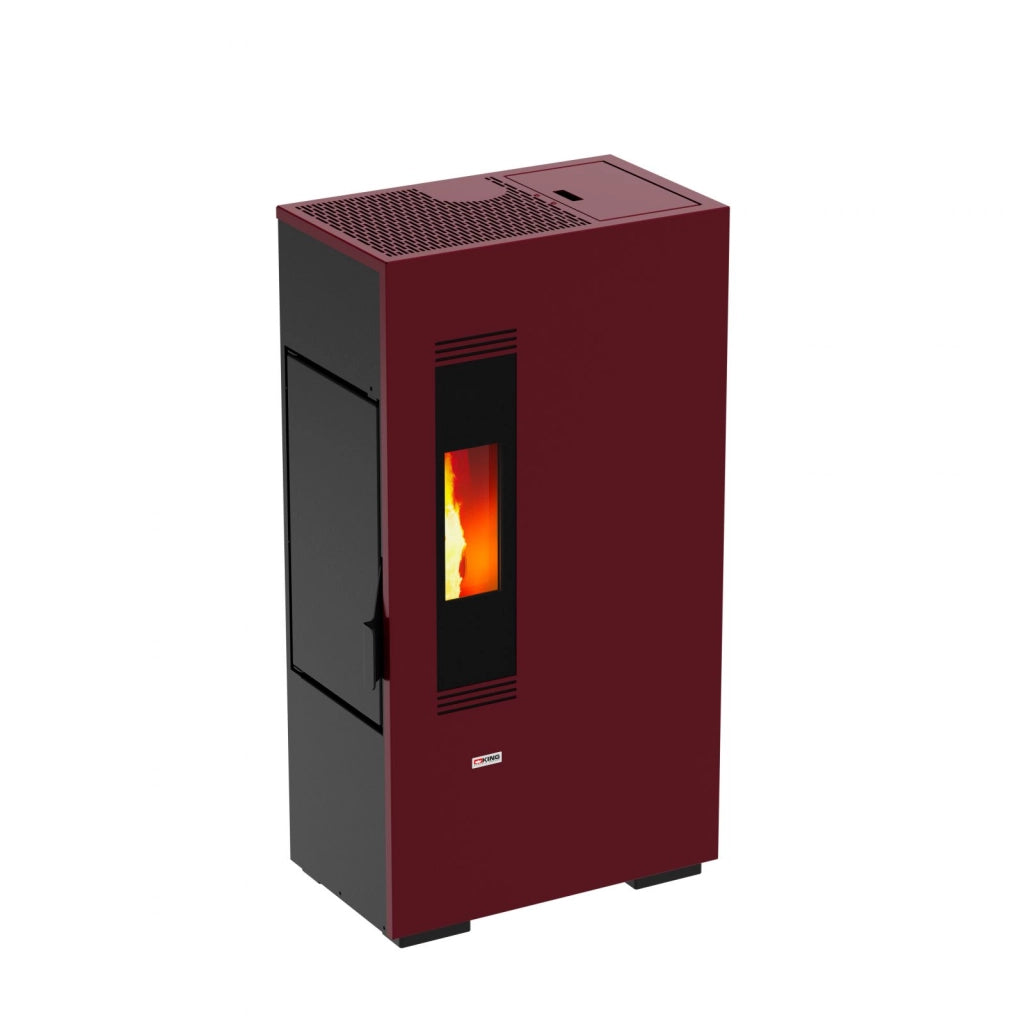King stufa a pellet king mini 5 slim, bordeaux, 4,9 kw-n, rivestimento in acciaio