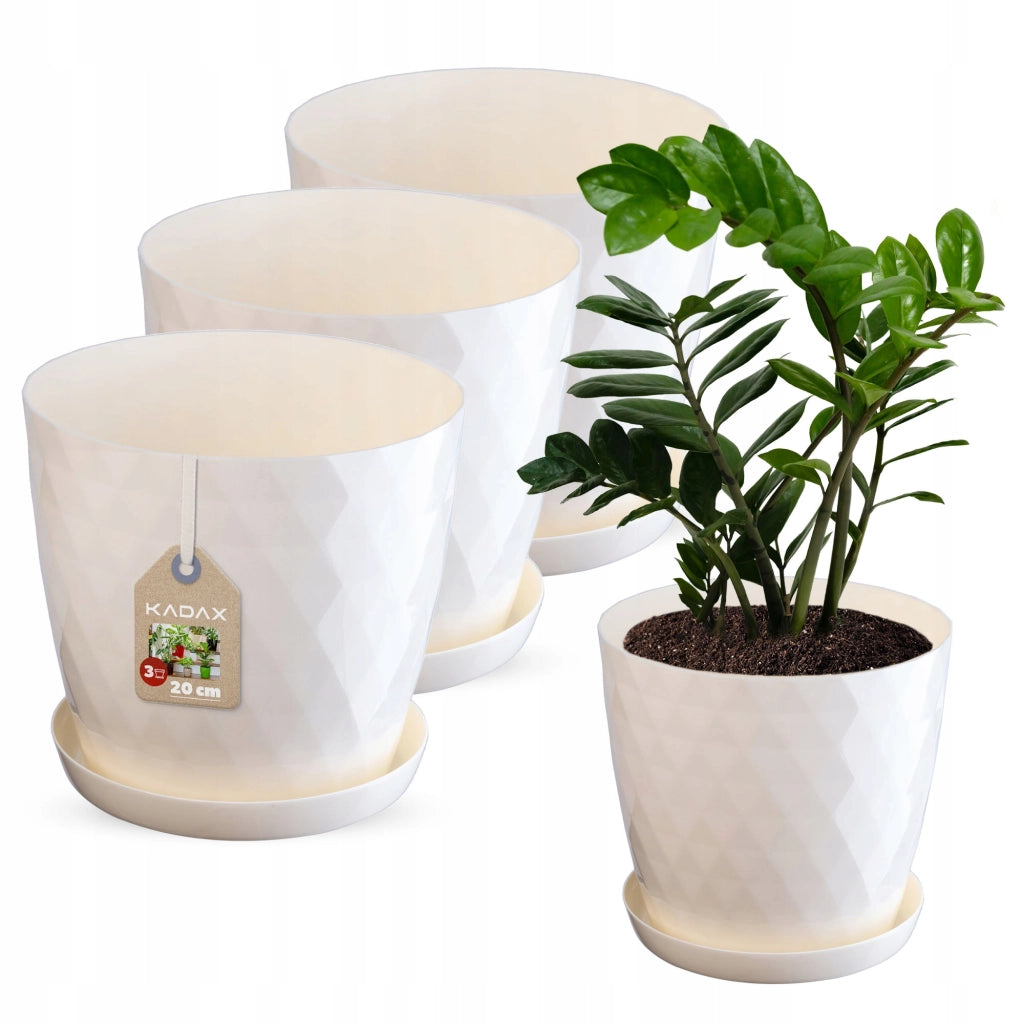 Vaso da fiori KADAX, coprivaso, 20 cm, supporto per fiori, plastica color crema, 3 pezzi.