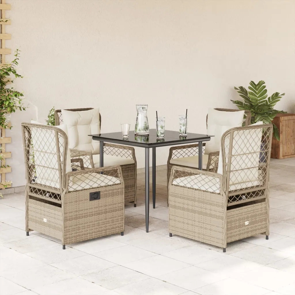 vidaXL Set da Pranzo da Giardino 5 pz con Cuscini Beige in Polyrattan