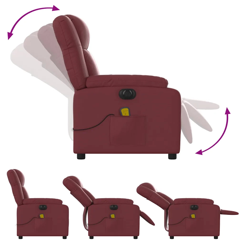 Poltrona Massaggiante | Sedia Relax Reclinabile Rosso Vino in Similpelle