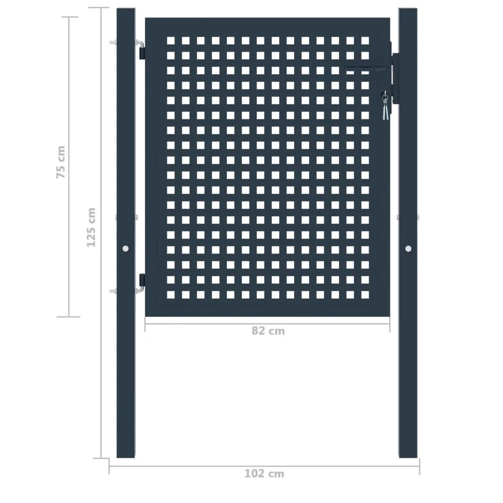 Cancello per recinzione antracite 102x75 cm in acciaio 146409