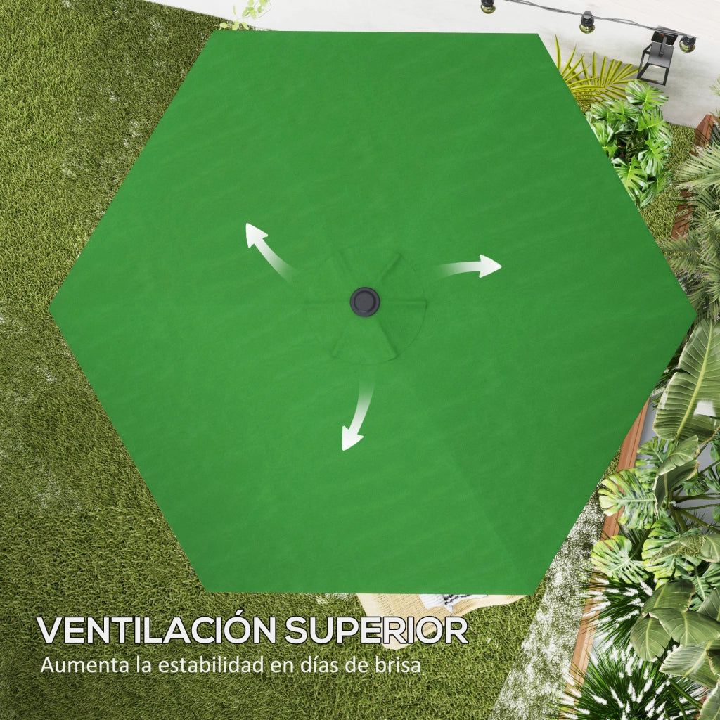 Toldo da Giardino per Ombrellone 3m ¨C zephmum ¨C Verde con Ventilazione