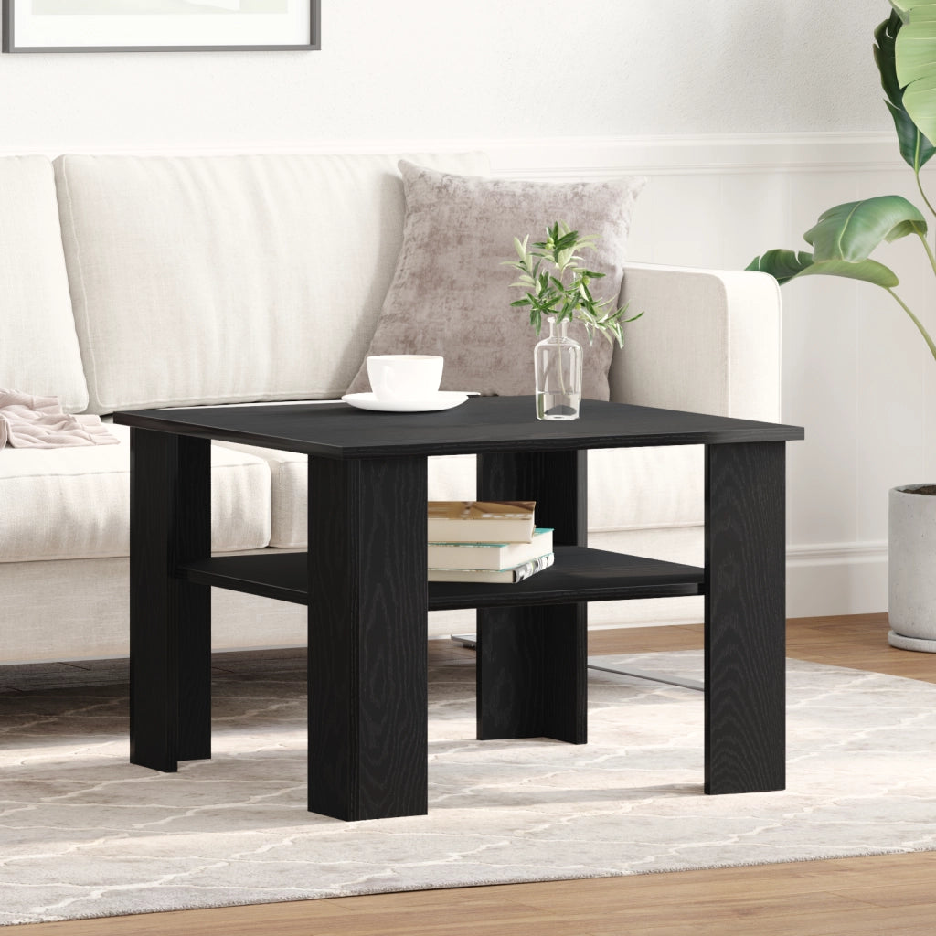 Tavolino da caffÃ¨ nero in Rovere 60x60x42 cm in legno ingegnerizzato