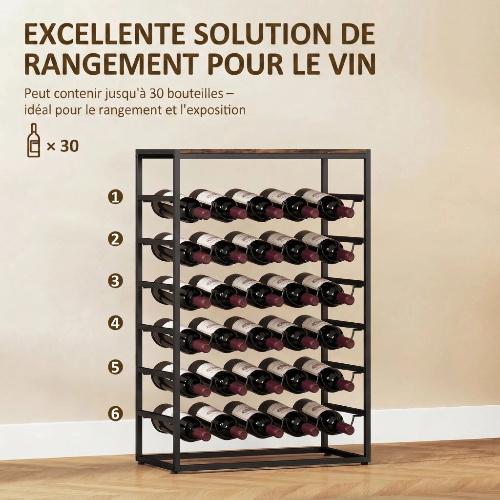 Scaffale per vini 6 livelli ¨C zephmum ¨C 59x30x88,5cm marrone rustico stile industriale
