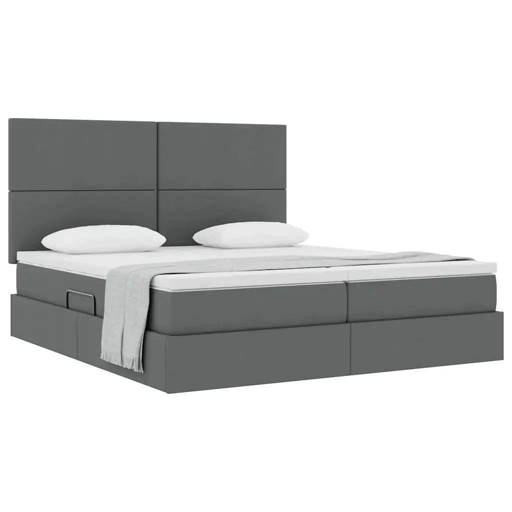 Letto con Contenitore Grigio scuro 200 x 200 cm Pelle Sintetica 3372192