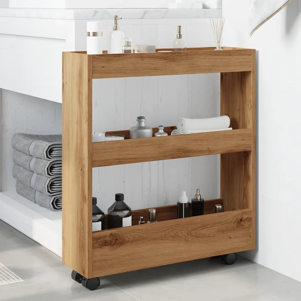 vidaXL Carrello Stretto a 3 Livelli Rovere Artigianale in Truciolato