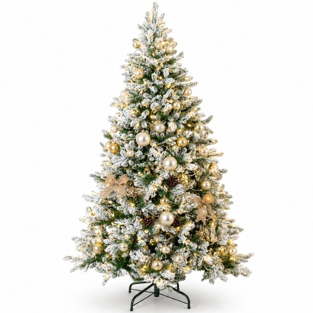 Albero di natale artico 210 cm innevato con luci integrate fortunato